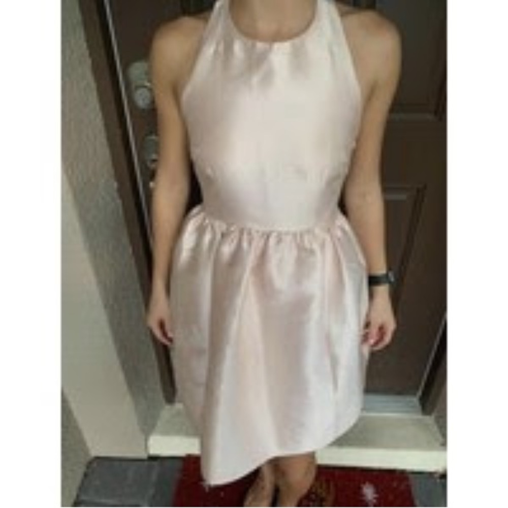 NWOT Kate Spade Light Pink Blush Sheen Fit and Flare Bow Dress Size 0